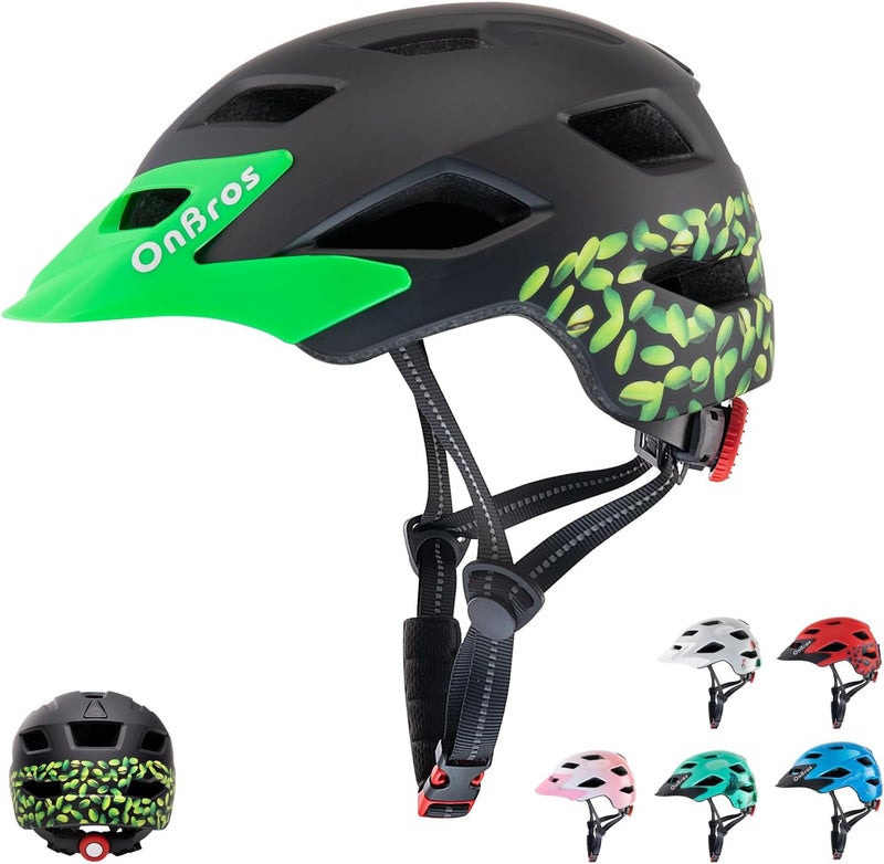 OnBros Kids Bike Helmet - Bike Helmets for 5-14 Boys or Girls with Visor, Children Bicycle Helmet for Skateboard Mountain Scooter Road Cycling, Lightweight and Adjustable 50-57CM - Image 1